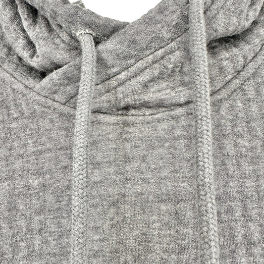 Captain's Cloth Sweatshirt L Hooded Gray Quilted Waffle Knit LS Brand Patch