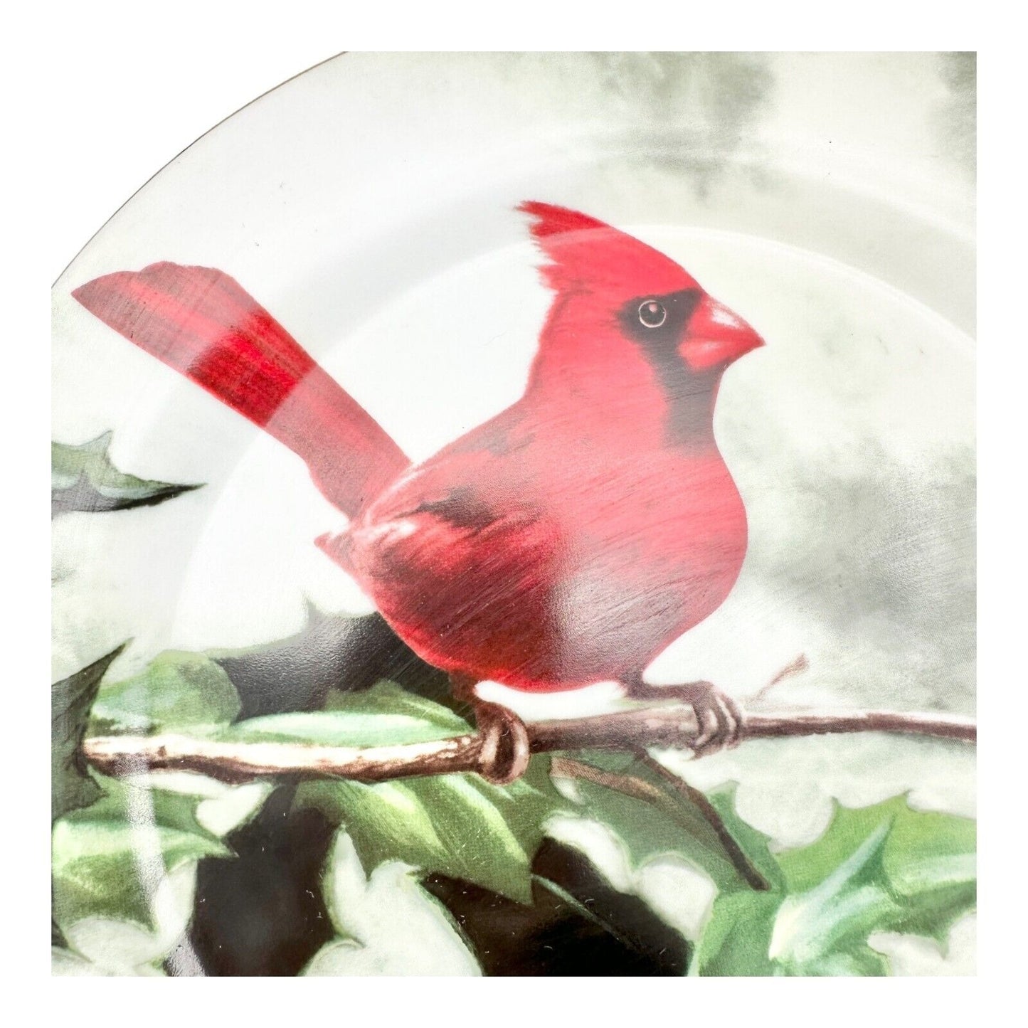 Hautman Bros Collection Christmas Cardinal in Holly China Pie Plate & Server