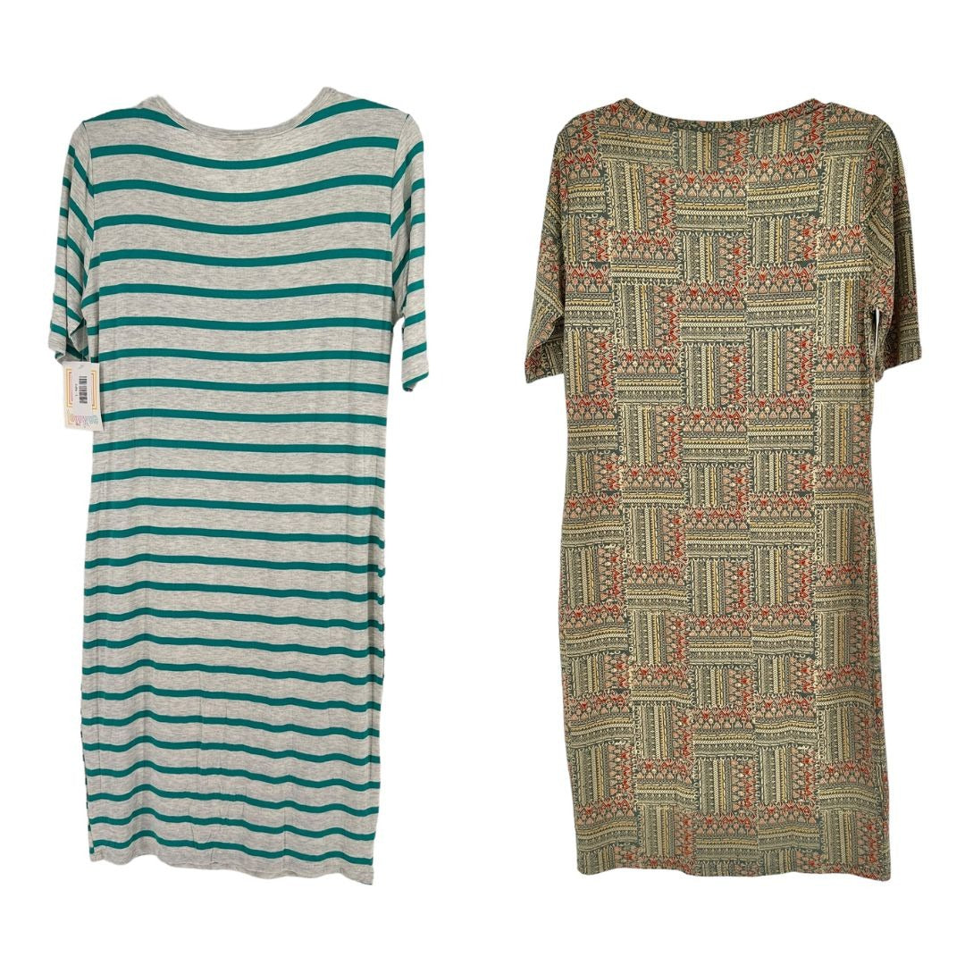 LuLaRoe Retired Julia Bundle of 2 L Dresses all NWT Multicolors