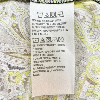 Susan Graver Top Womens XL Black Green Paisley Print Long Sleeve Stretchy Comfy