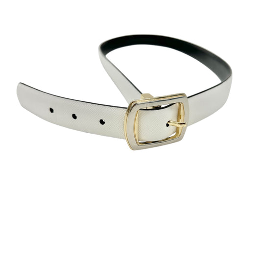 Reversible Womens Belt 42 Inch White and Black Textured With Gold-Tone Buckle