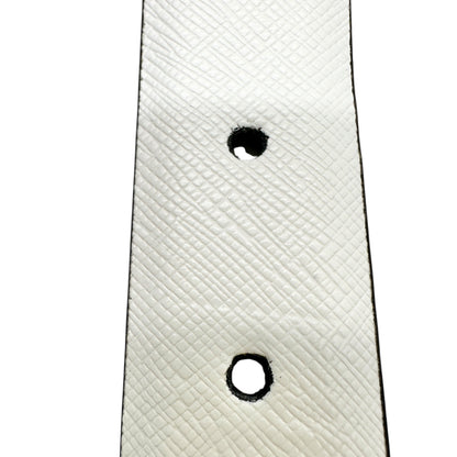 Reversible Womens Belt 42 Inch White and Black Textured With Gold-Tone Buckle