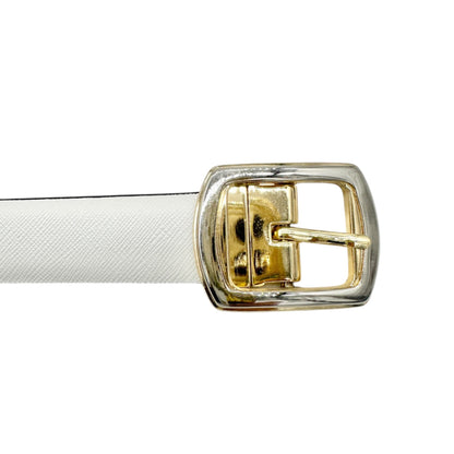 Reversible Womens Belt 42 Inch White and Black Textured With Gold-Tone Buckle