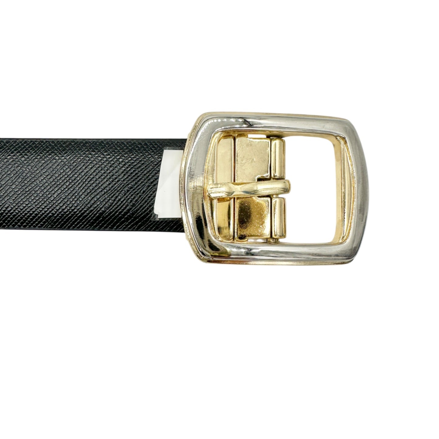 Reversible Womens Belt 42 Inch White and Black Textured With Gold-Tone Buckle