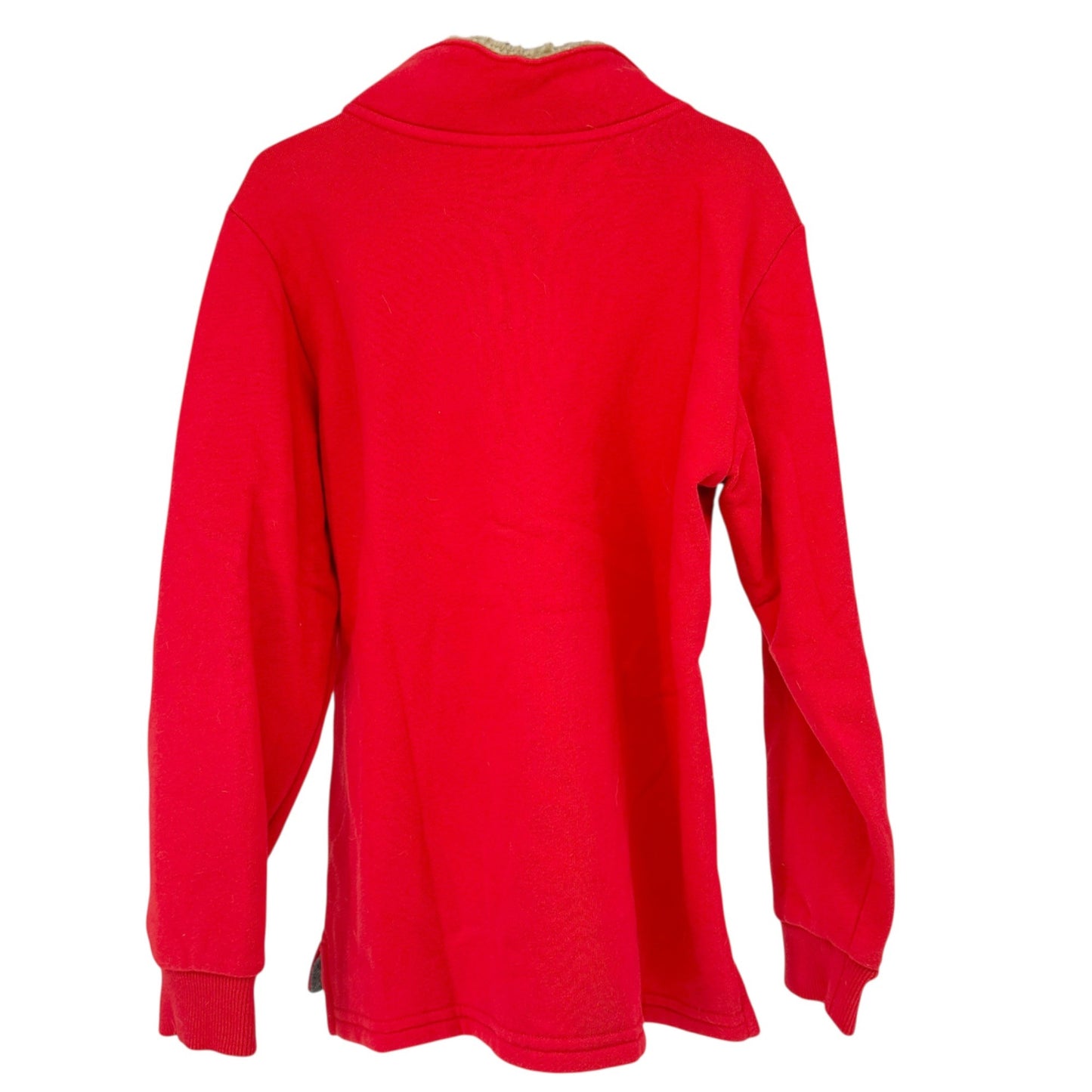 Carters Kid Pullover Sweatshirt Sz 8 Red Half-Zip Sherpa-Lined Collar Black Fox