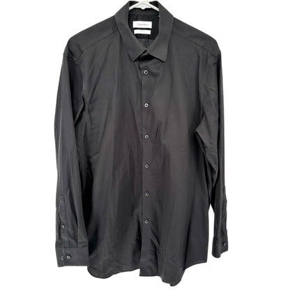 Calvin Klein Dress Shirt Mens L 16.5 Slim Fit Cotton Blend Long Sleeve 32/33