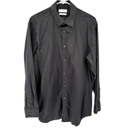 Calvin Klein Dress Shirt Mens L 16.5 Slim Fit Cotton Blend Long Sleeve 32/33