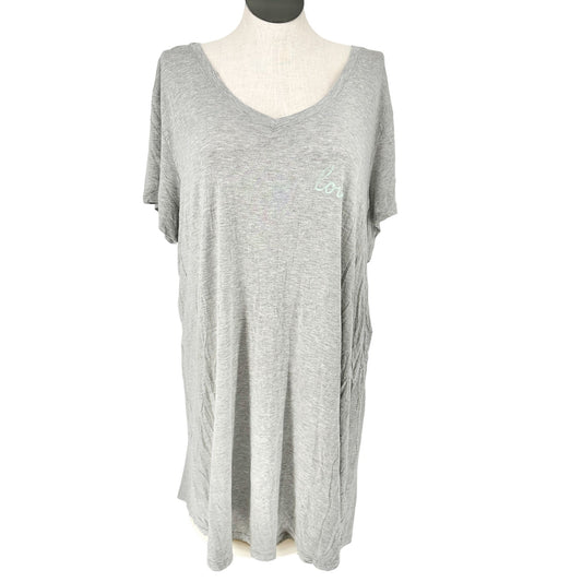 Womens Sleep Shirt Dress 3X Gray Love Graphic Modal Spandex USA Made 78 & Sunny