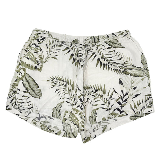 Womens 3X Shorts Linen Tropical Print Drawstring Green White by C&C California