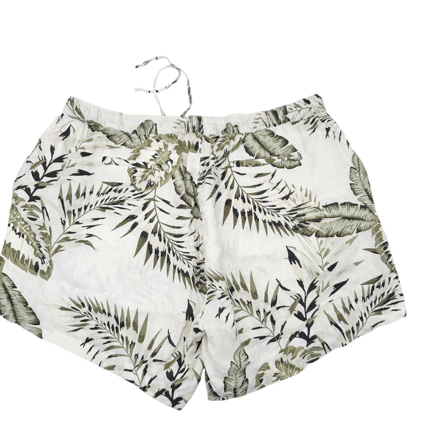 Womens 3X Shorts Linen Tropical Print Drawstring Green White by C&C California
