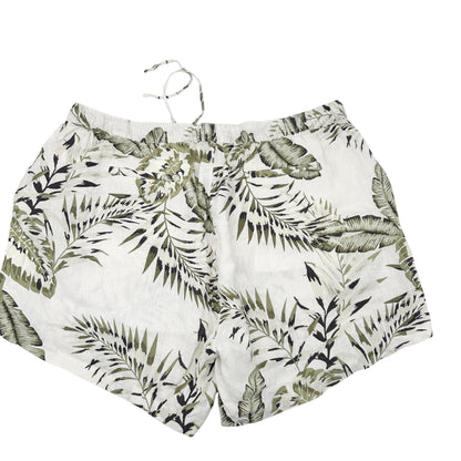 Womens 3X Shorts Linen Tropical Print Drawstring Green White by C&C California