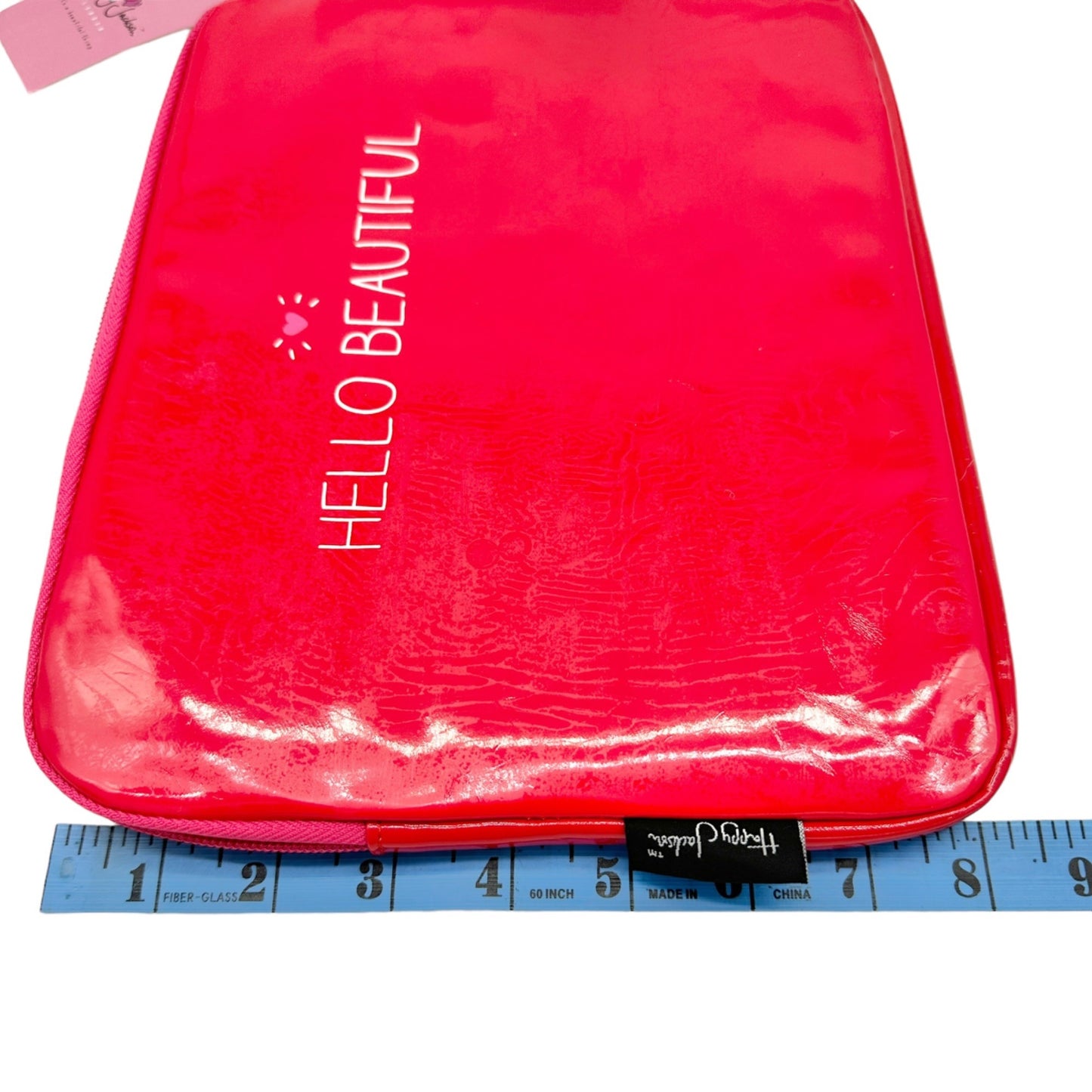 Happy Jackson Tablet Case Red Hello Beautiful Shiny Vinyl Padded Pink Inside NWT