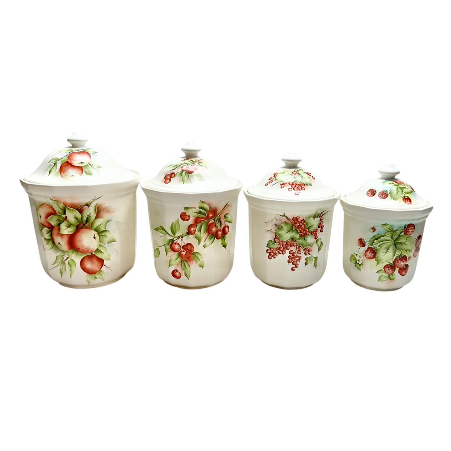 Vintage Fruit-Themed Ceramic Canister Set Of 4 By E. Dyer