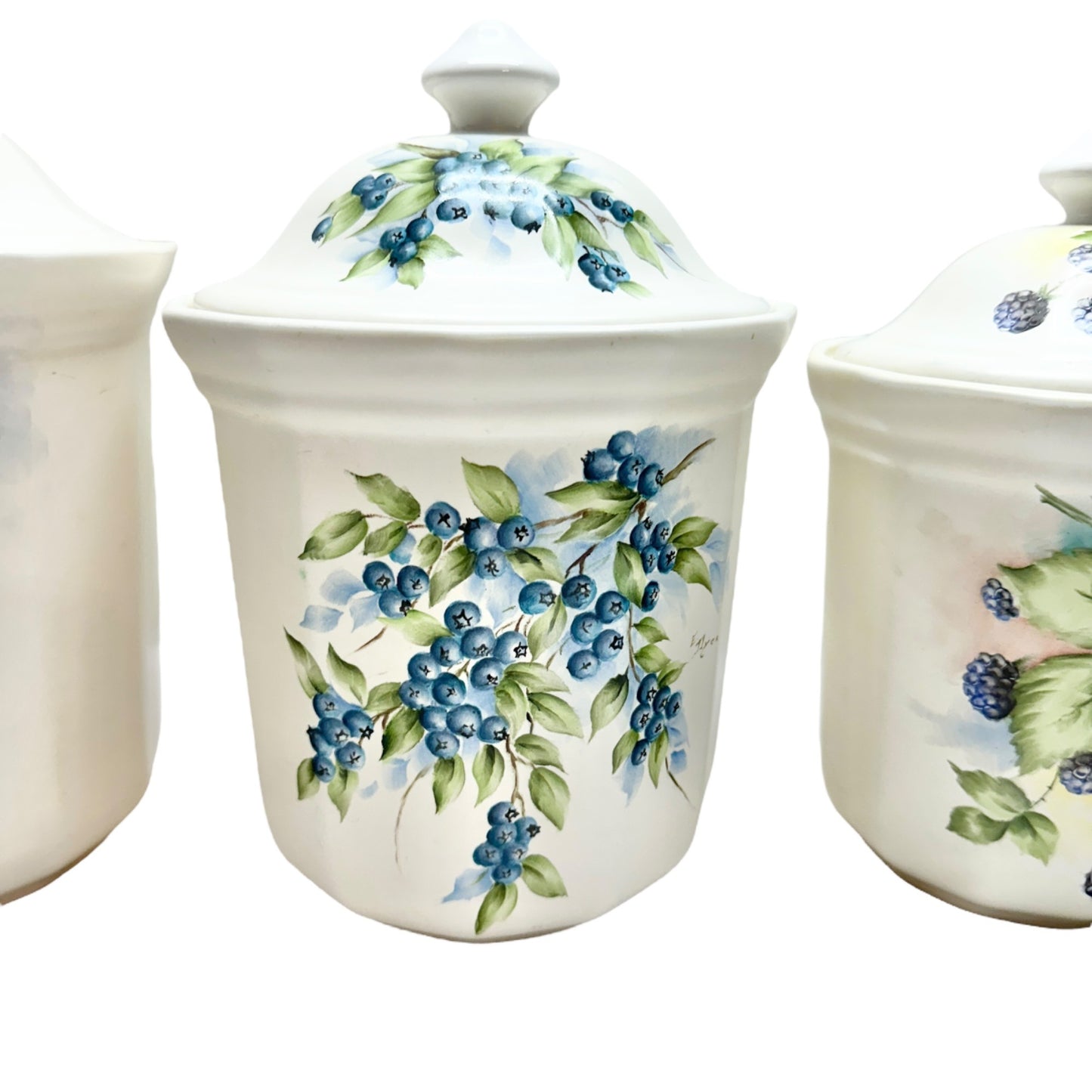 Vintage Fruit-Themed Ceramic Canister Set Of 4 By E. Dyer