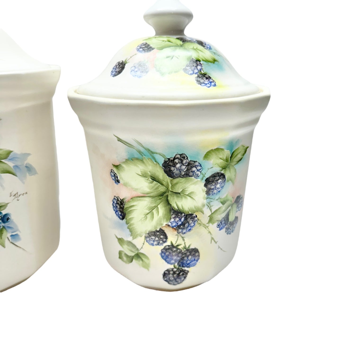 Vintage Fruit-Themed Ceramic Canister Set Of 4 By E. Dyer