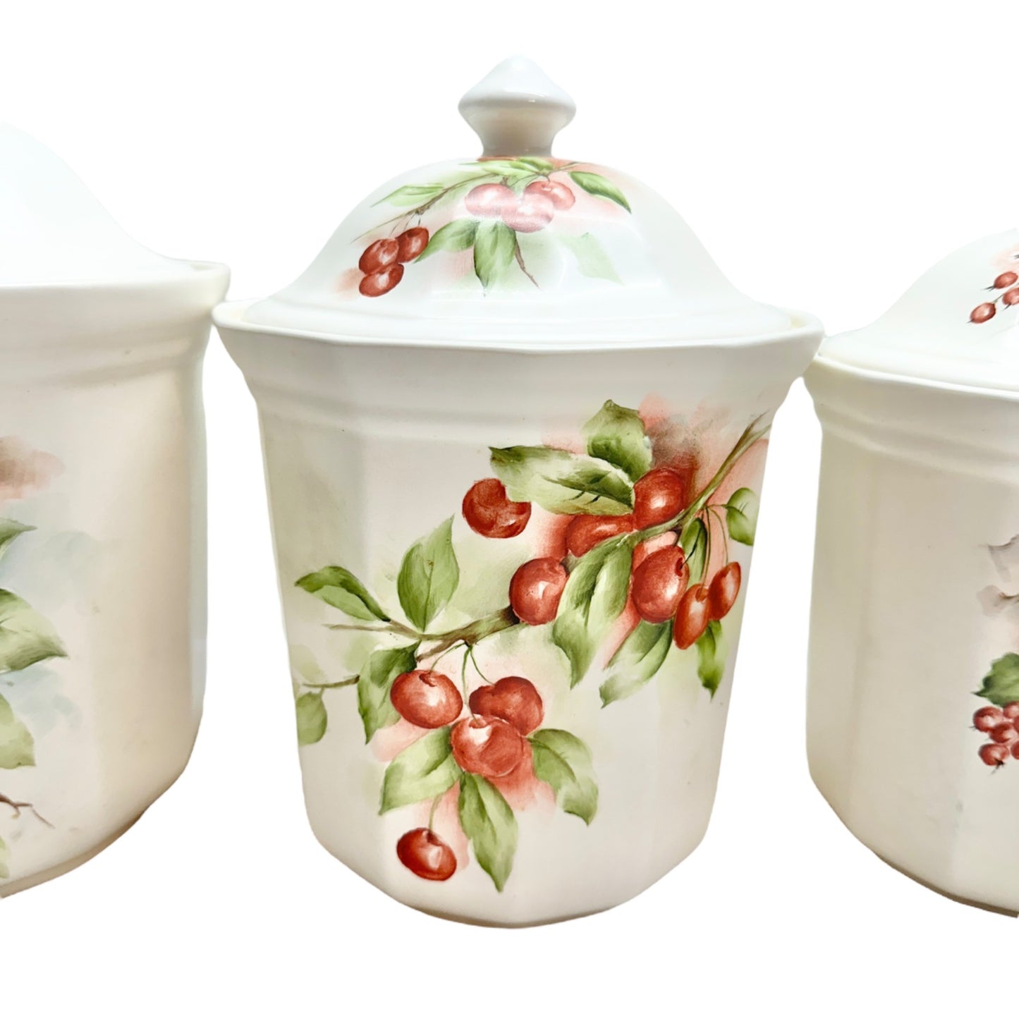 Vintage Fruit-Themed Ceramic Canister Set Of 4 By E. Dyer