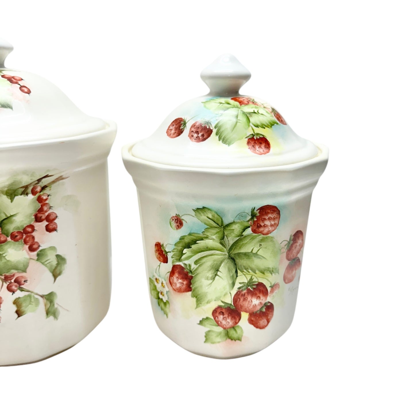 Vintage Fruit-Themed Ceramic Canister Set Of 4 By E. Dyer