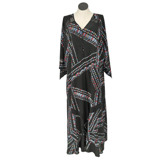 Denim 24/7 2pc Maxi Dress Womens 28W Black with Multicolor Geometric Pattern