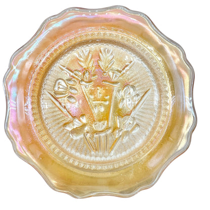 Jeannette Iris & Herringbone Marigold Saucer 6 inch Carnival Glass