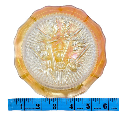 Jeannette Iris & Herringbone Marigold Saucer 6 inch Carnival Glass