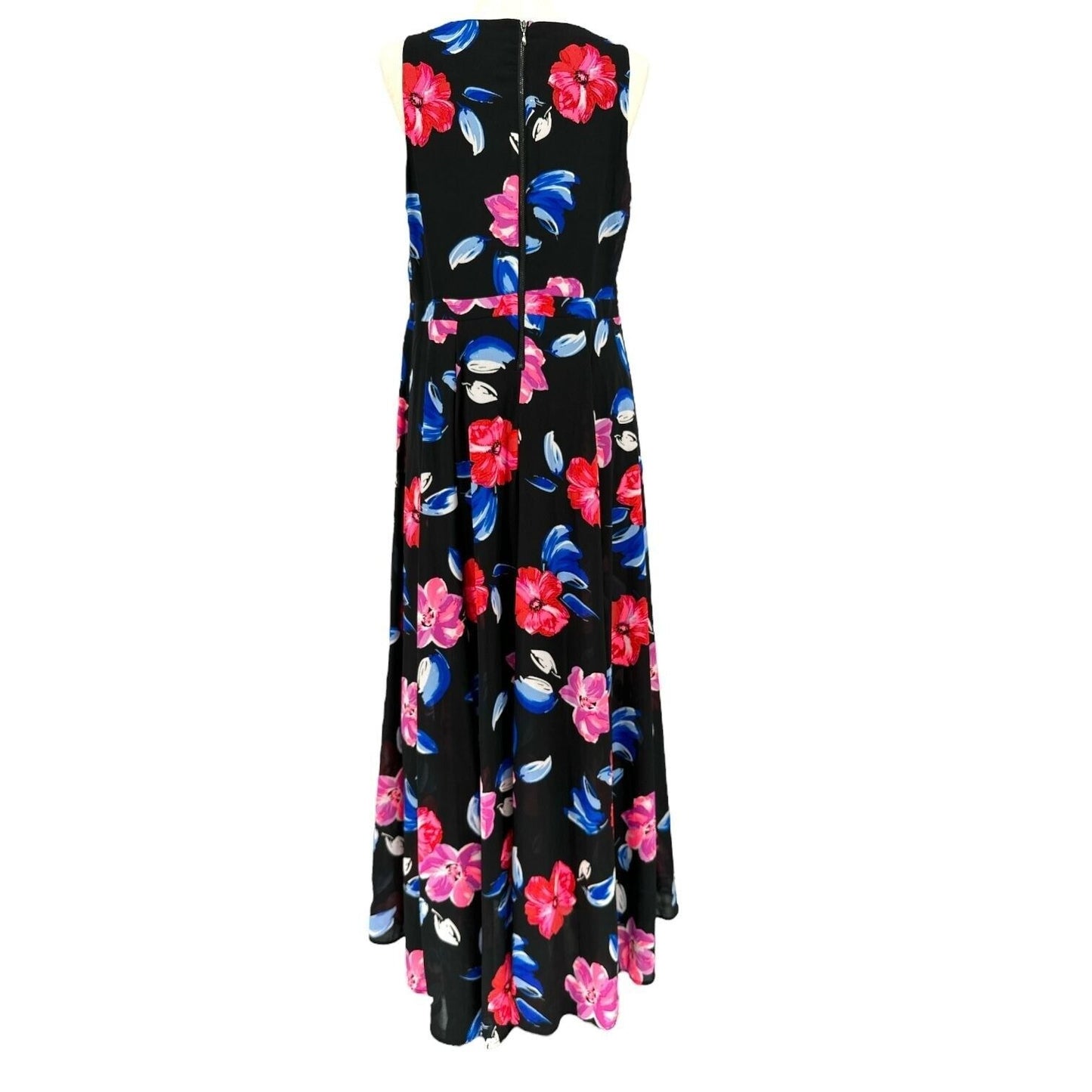 Torrid 18 Maxi Dress Black Floral Georgette Sleeveless High Neck Back Zip NWT