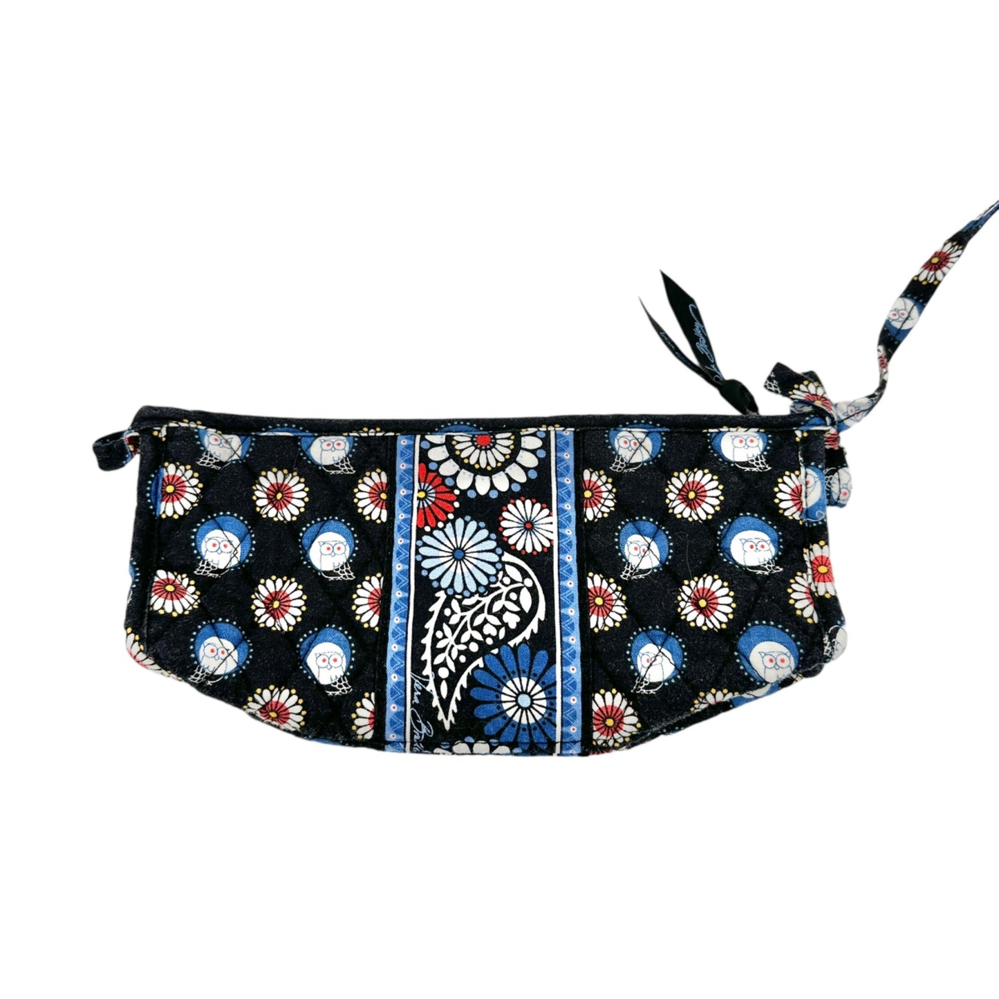 Vera Bradley Night Owl Make Up Bag 9 x 3.5 x 2 Black Blue Red EUC