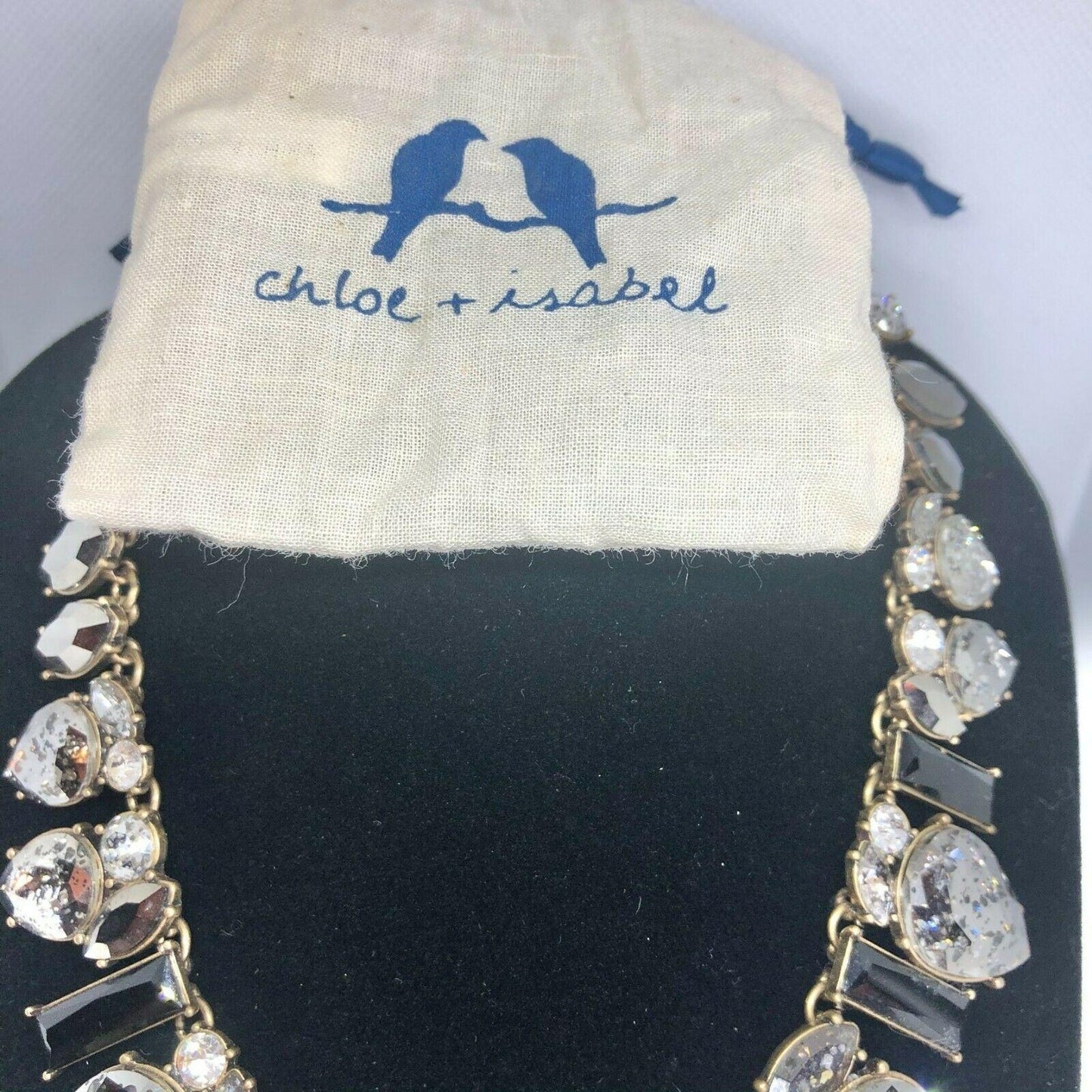 Chloe + Isabel Crystal and Black Necklace Teardrop Shape EUC