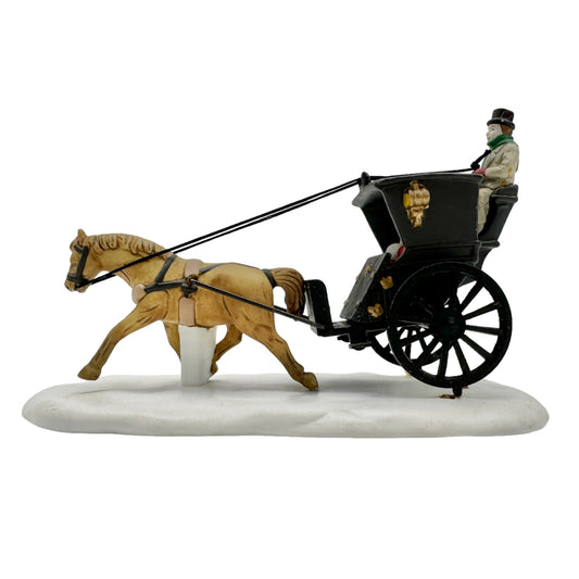 Vintage Dept 56 Kings Road Cab Figurine Horse Buggy 1989