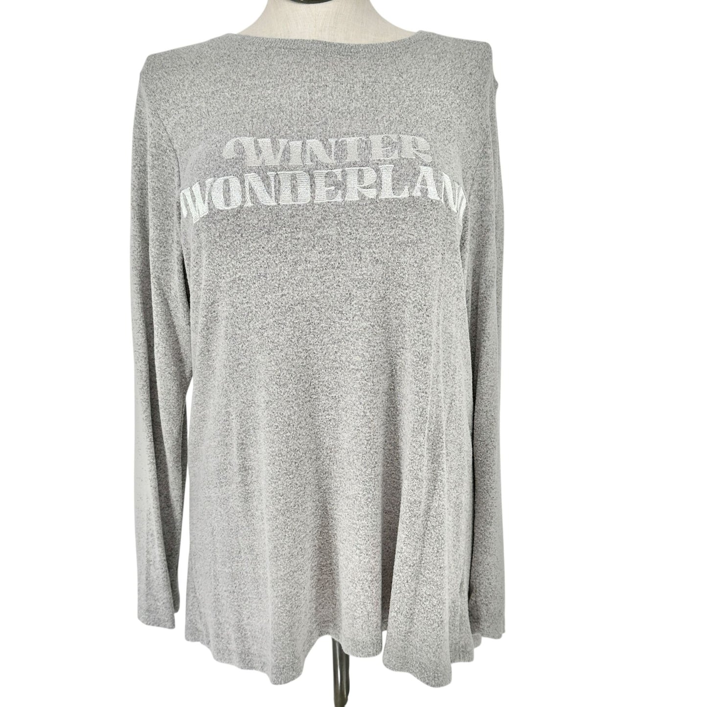 Lane Bryant Top Womens 18/20 Winter Wonderland Gray Long Sleeve NWOT