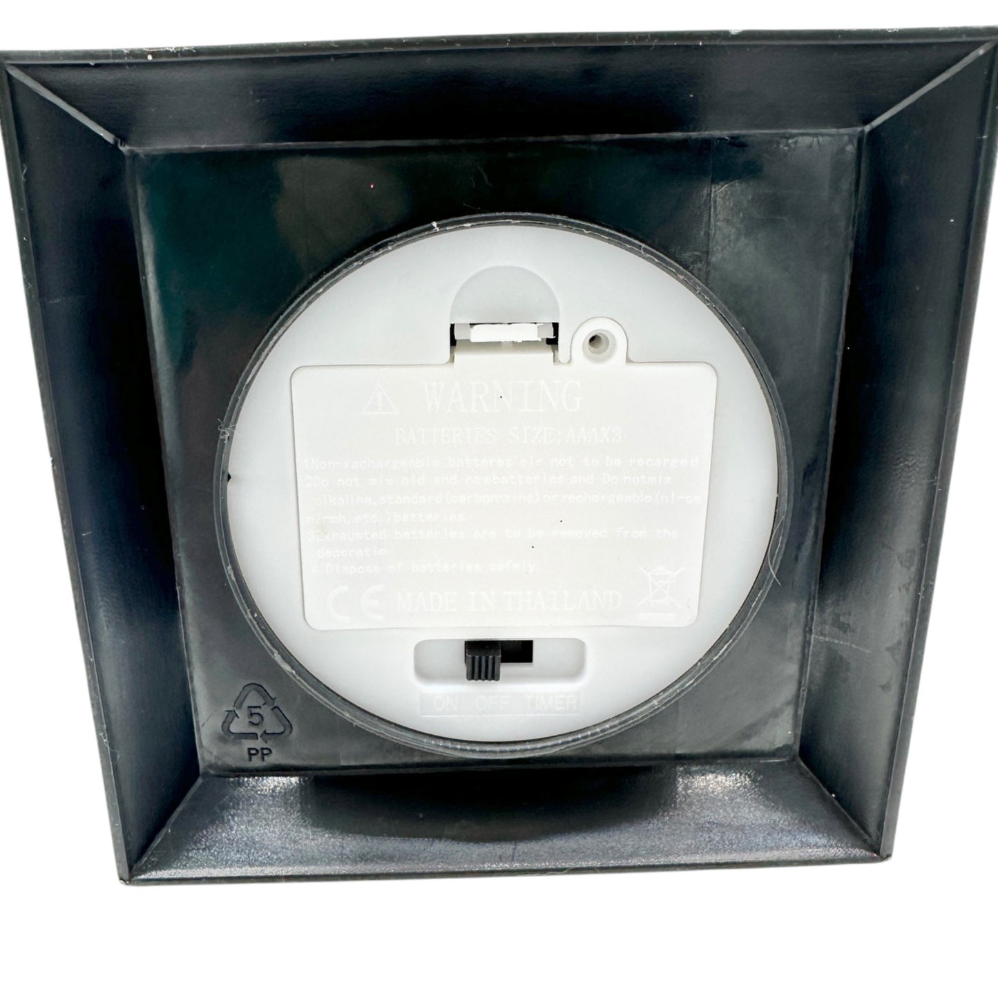 Christmas Lantern With LED Candle Black Plastic Battery Operated WORKS