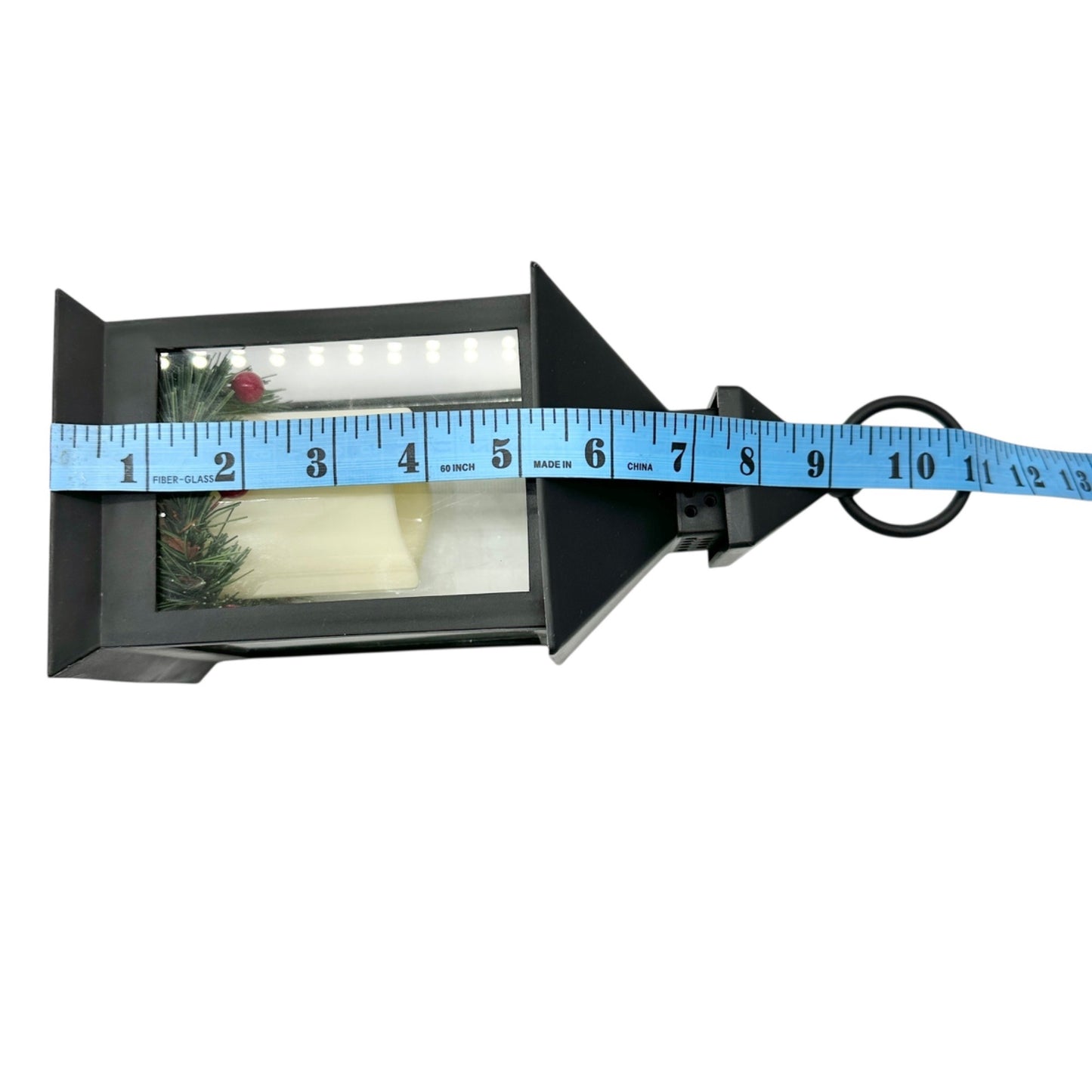 Christmas Lantern With LED Candle Black Plastic Battery Operated WORKS