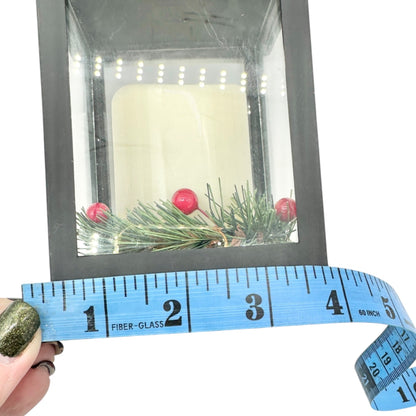 Christmas Lantern With LED Candle Black Plastic Battery Operated WORKS