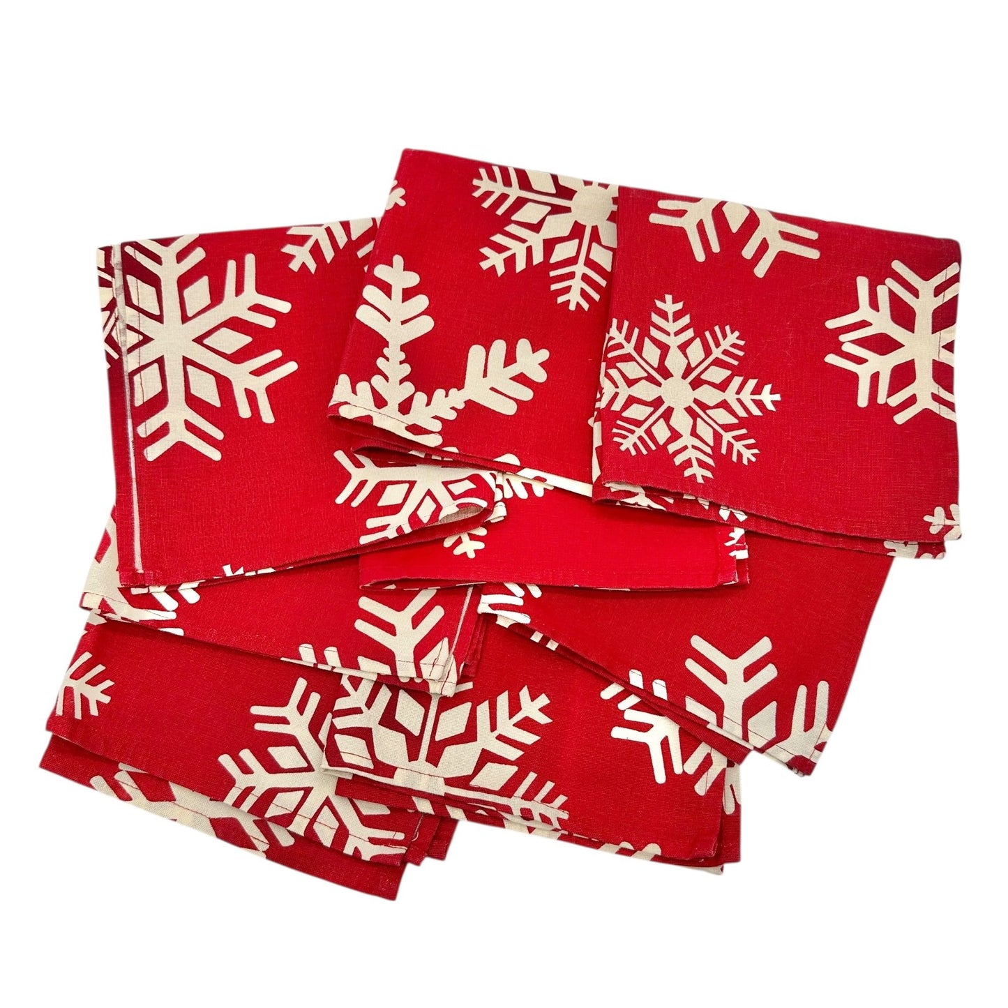 Holiday Red & White Snowflake Napkins Set Of 8 17x18 Cotton By Target Winter