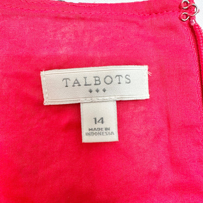 Talbots Sleeveless Dress Womens 14 Red Nautical Rope Pattern Lined Fit & Flare