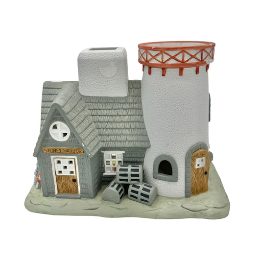 Partylite Stoney Harbor Lighthouse Tea Light Cottage Chipped 8.5"W X 4.5"D X 7"H