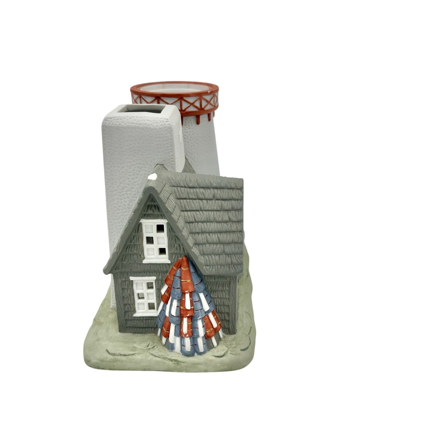 Partylite Stoney Harbor Lighthouse Tea Light Cottage Chipped 8.5"W X 4.5"D X 7"H