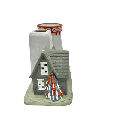 Partylite Stoney Harbor Lighthouse Tea Light Cottage Chipped 8.5"W X 4.5"D X 7"H