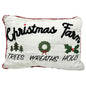 Christmas Farm Holiday Pillow White Red Decorative Accent 20" x 14" Soft Cozy