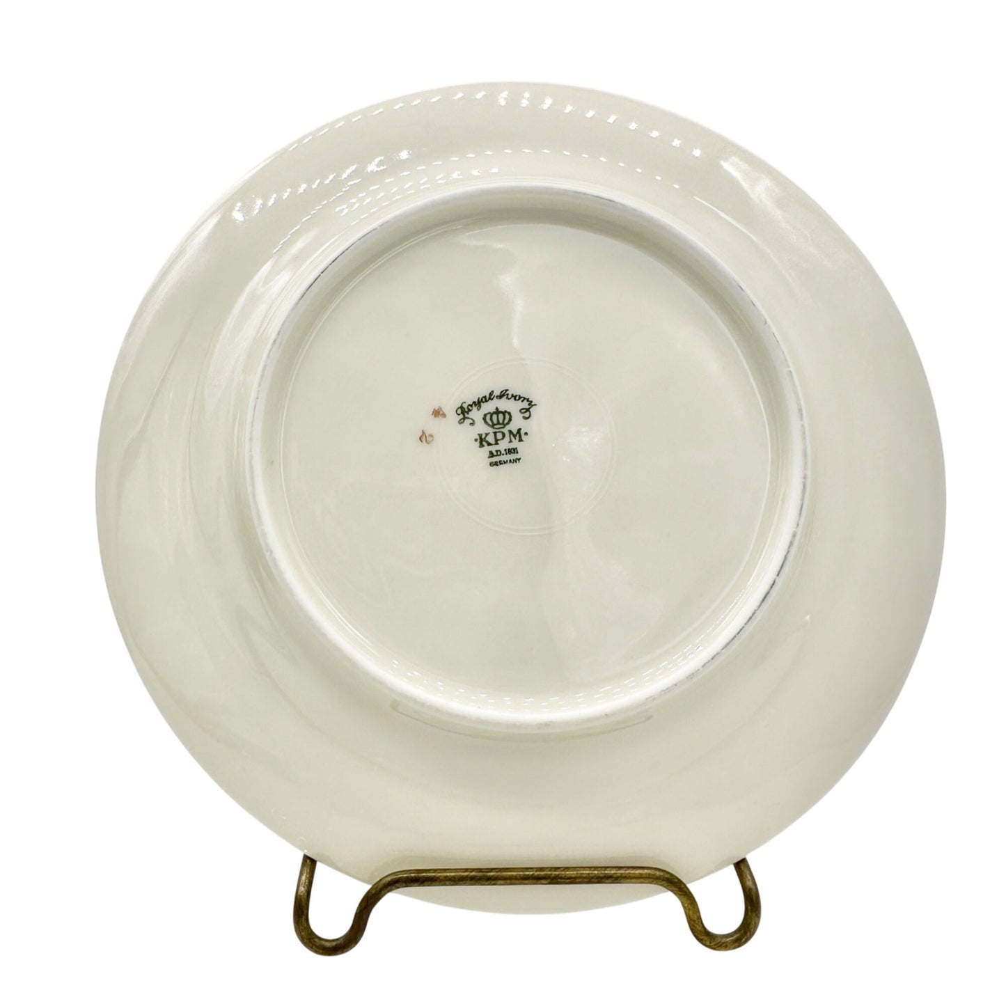 Royal Ivory KPM Germany Floral Plates Set of 12 Gold Trim 6 inch Vintage Elegant