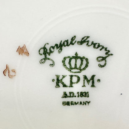 Royal Ivory KPM Germany Floral Plates Set of 12 Gold Trim 6 inch Vintage Elegant