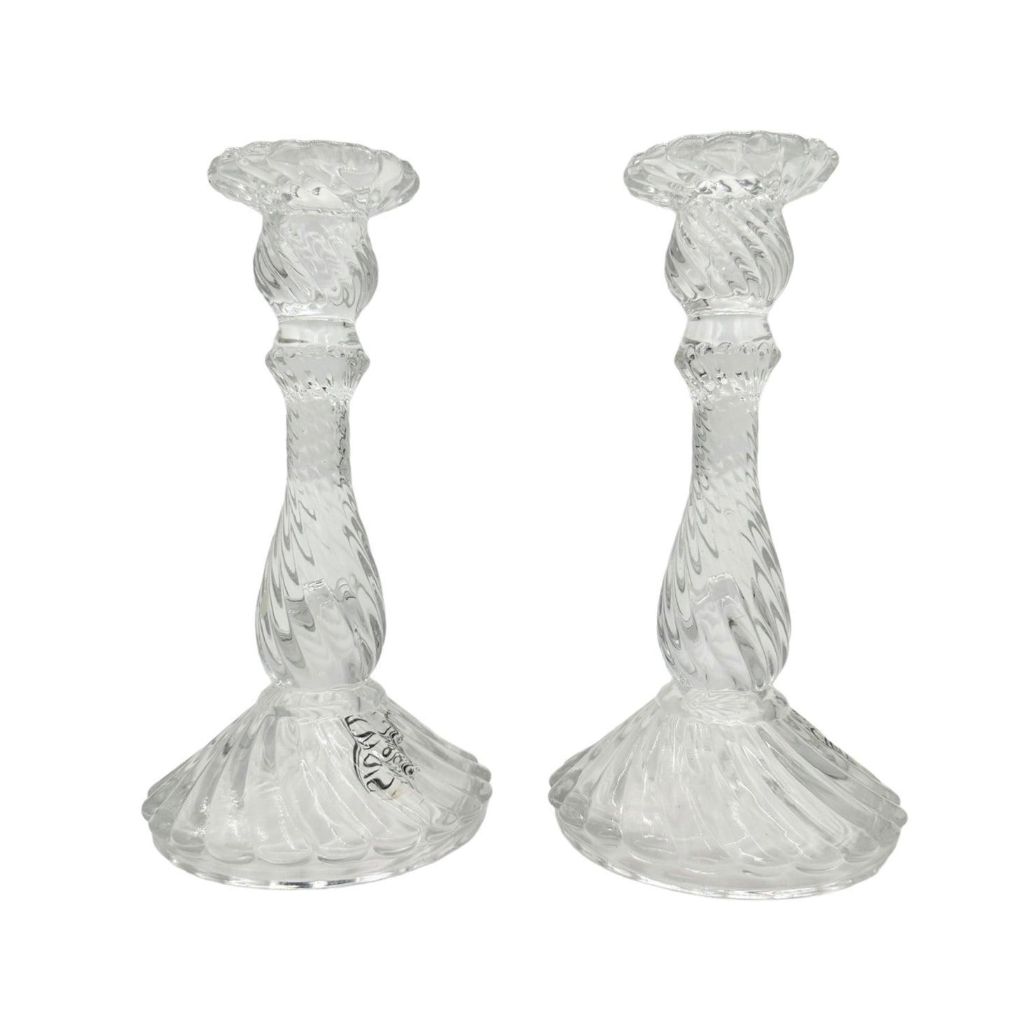 Two's Company Set of 2 Taper Candle Holders 8 inch Twisted Crystal EUC