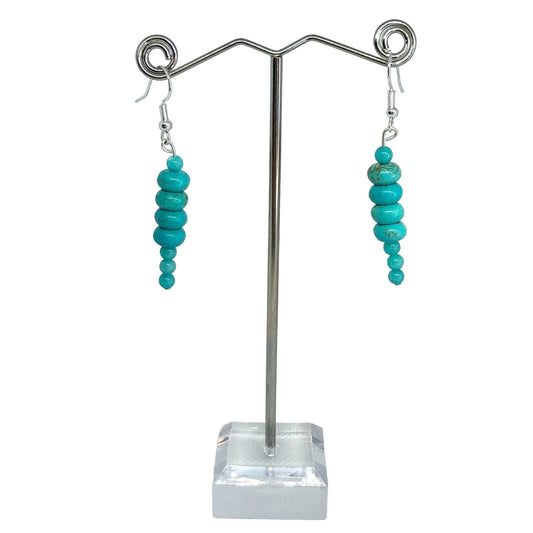 Handcrafted Beaded Drop Style Earrings Turquoise Blue Glass Beads Jewelry NEW