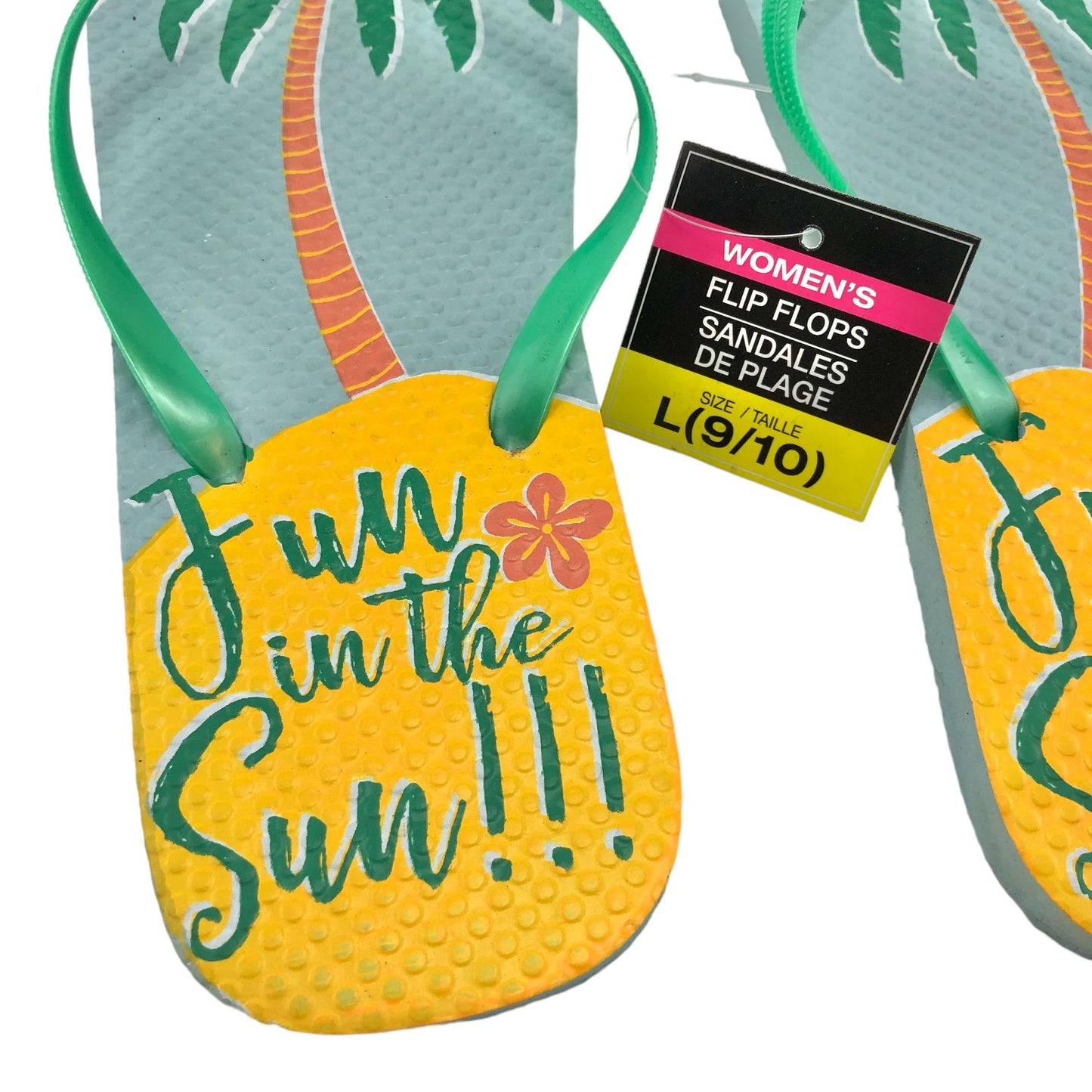 Flip Flops Fun in the Sun Womens L (9-10) NEW beach pool camping casual summer
