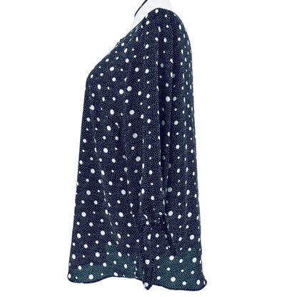 Talbots Plus Top Womens 2X Black White Polka Dot 3/4 Tie Sleeves EUC