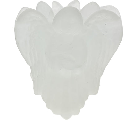 Enesco Glass Angels Candle Holder Frosted Votive 3 sided 4 x 4 x 4 in Box