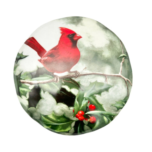 Hautman Bros Collection Christmas Cardinal in Holly China Dish with Lid