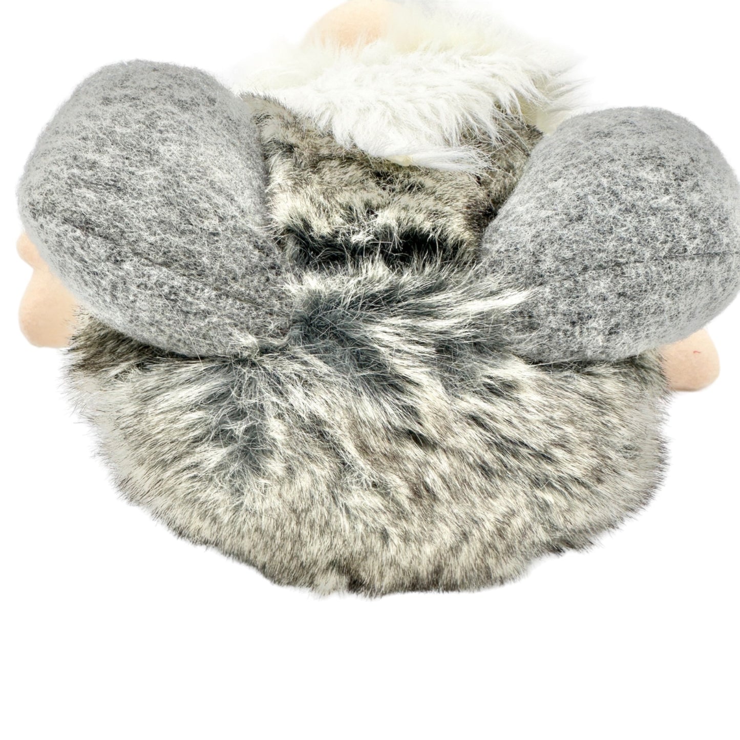 Gnome Plush Doll With Knitted Hat and Faux Fur Body Gray