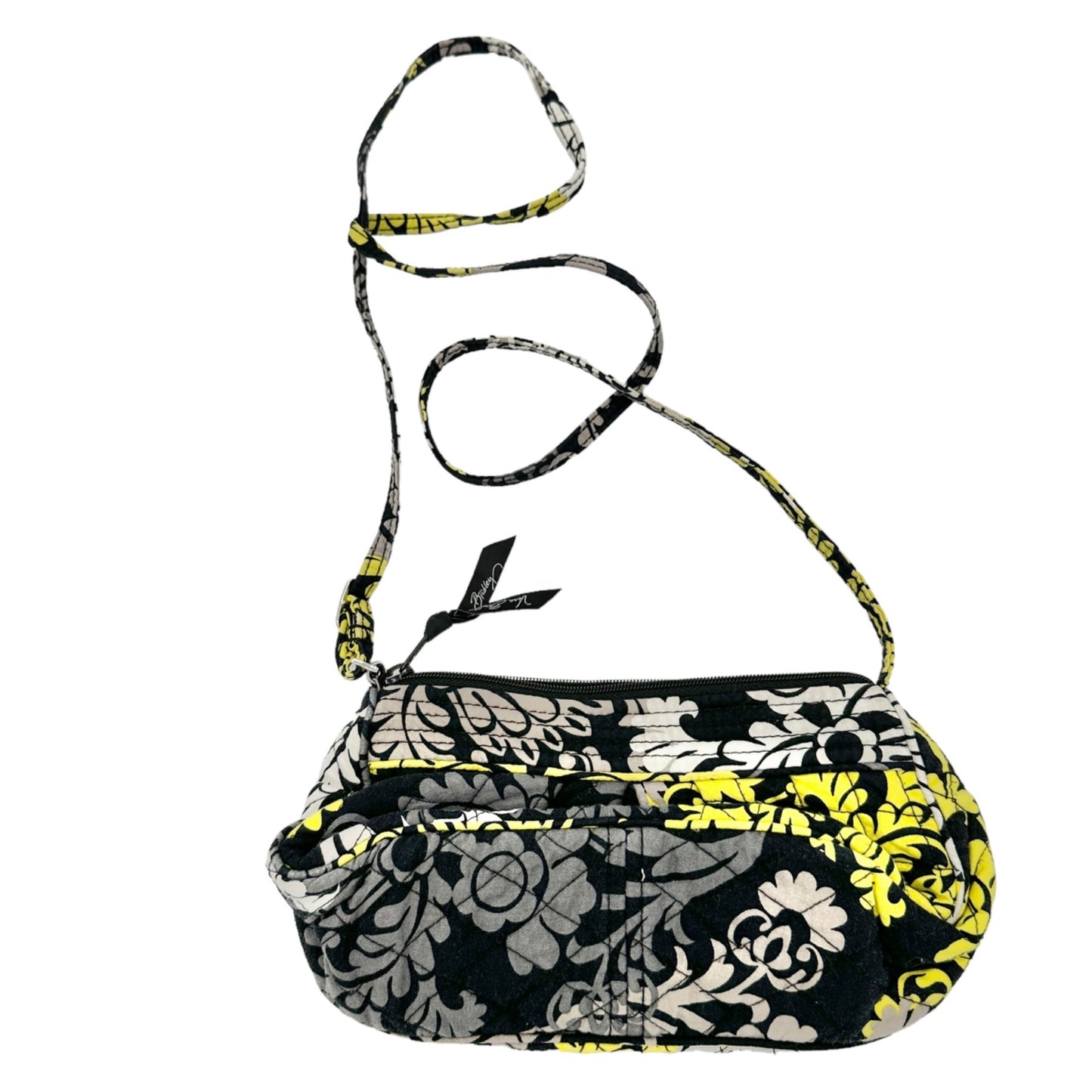 Vera Bradley Baroque Handbag 8 x 5 x 3 Black Gray Yellow White Adjustable Strap