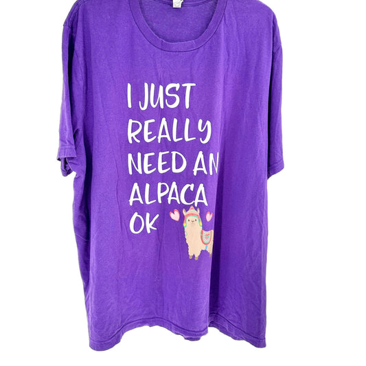 Need an Alpaca T-Shirt 3XL Purple w White Lettering Bella Canvas Cotton