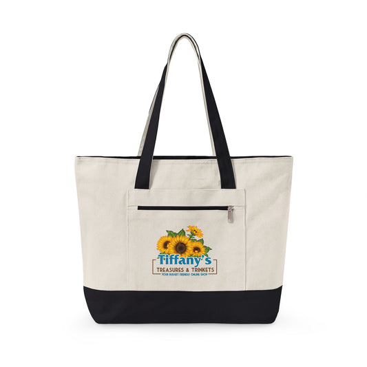Zippered Canvas Tote Bag — Tiffany's Treasures & Trinkets Logo